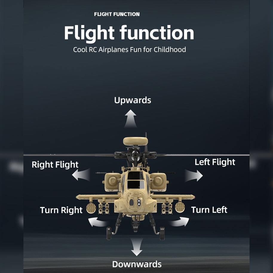 WOLFBUSH & YU XIANG F11-N AH64 1/32スケール Apache RCヘリコプター RTF版 2.4G 6CH 同軸二軸 6G/3D切替 光学フロー高度保持 砂漠イエロー