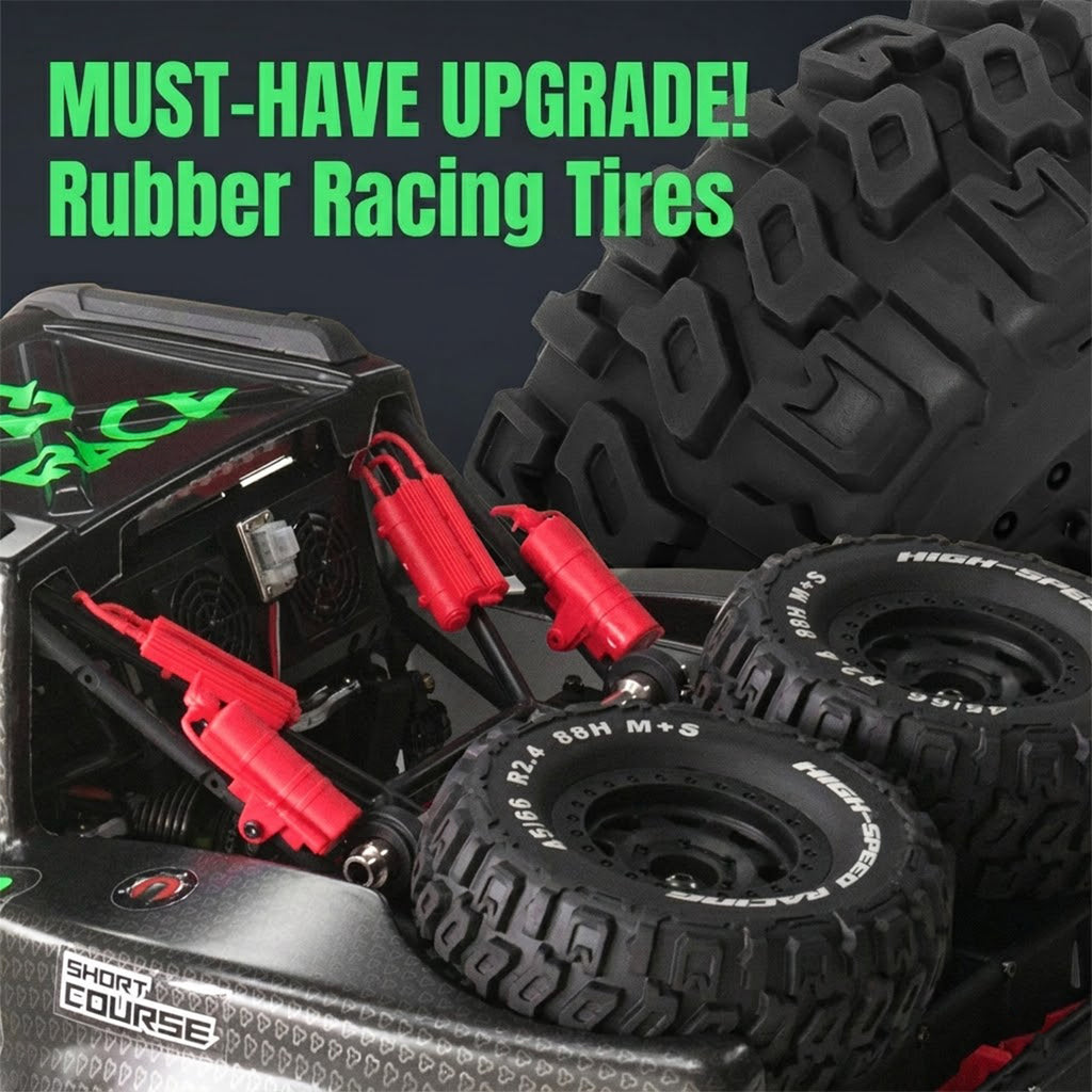 1/10スケール 2.4GHz 4WDブラシレスRCトラック 全地形 高速オフロードカー ジャイロ安定 金属ドライブトレイン LEDライト RTR