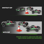 1/10スケール 2.4GHz 4WDブラシレスRCトラック 全地形 高速オフロードカー ジャイロ安定 金属ドライブトレイン LEDライト RTR