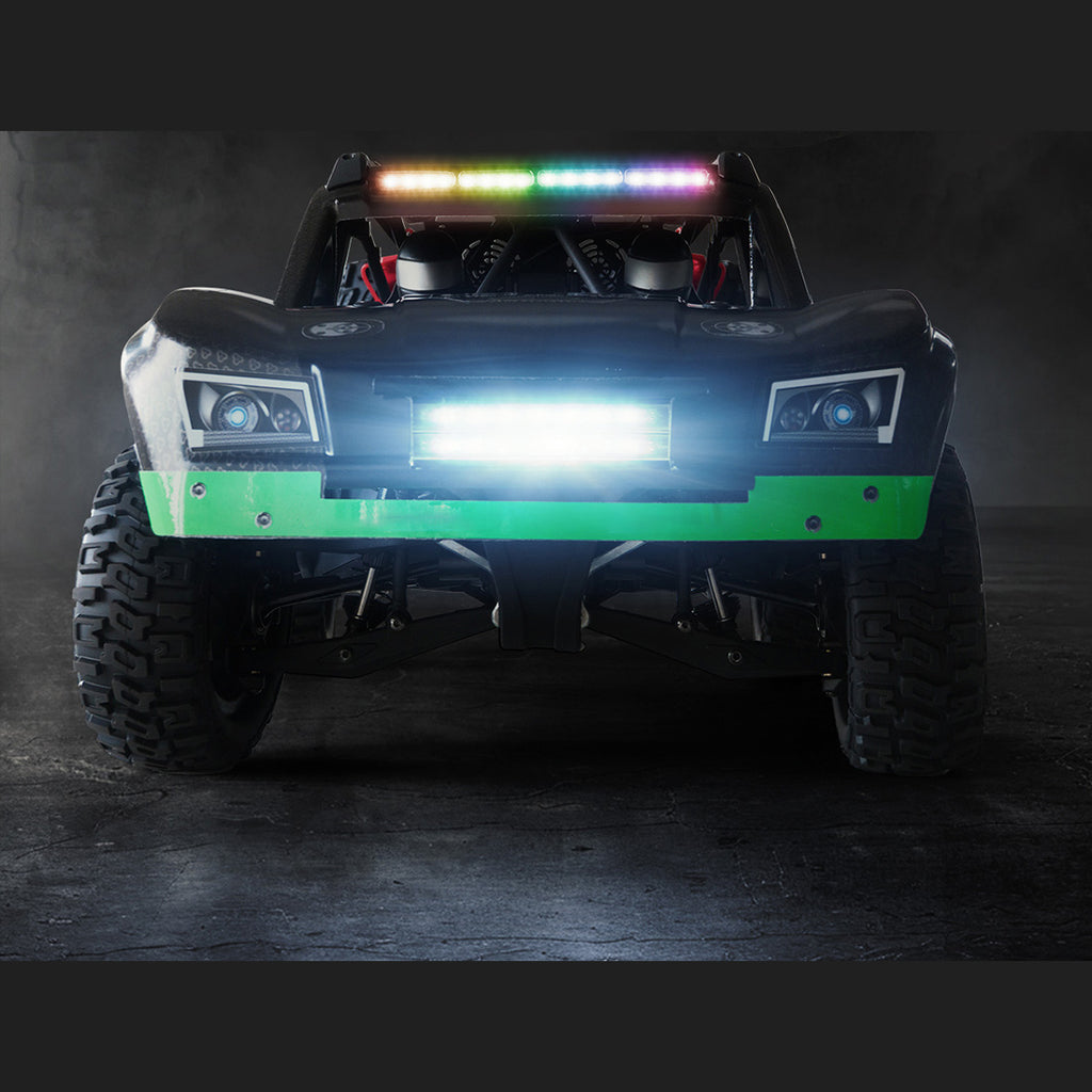 1/10スケール 2.4GHz 4WDブラシレスRCトラック 全地形 高速オフロードカー ジャイロ安定 金属ドライブトレイン LEDライト RTR