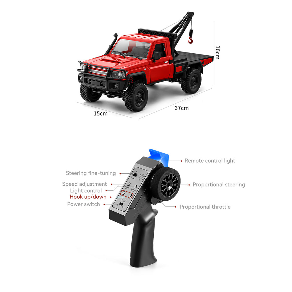 1/12スケール 2.4Gフルプロポーショナル 4WD RCクローラーカー 機能クレーン 昇降フック 2段変速 RTR