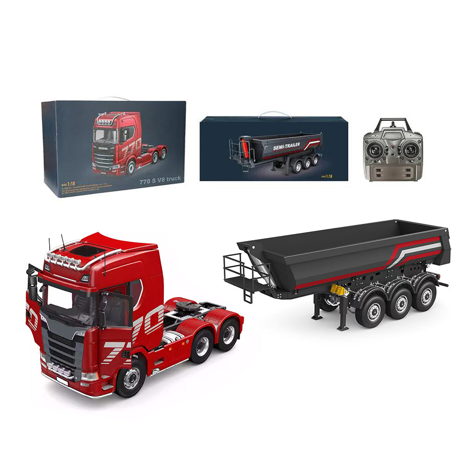 1/14 6x6 RCトラクター 1/14 3軸ダンプトラックセミトレーラー 2.4G RTR ライト&サウンド