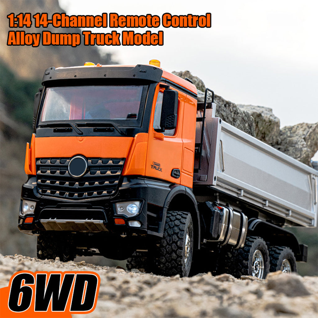 1/14スケール14CH全プロポーショナルRCダンプトラック 合金 RTR オレンジ 6WD - ホビー級ラジコン