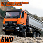 1/14スケール14CH全プロポーショナルRCダンプトラック 合金 RTR オレンジ 6WD - ホビー級ラジコン