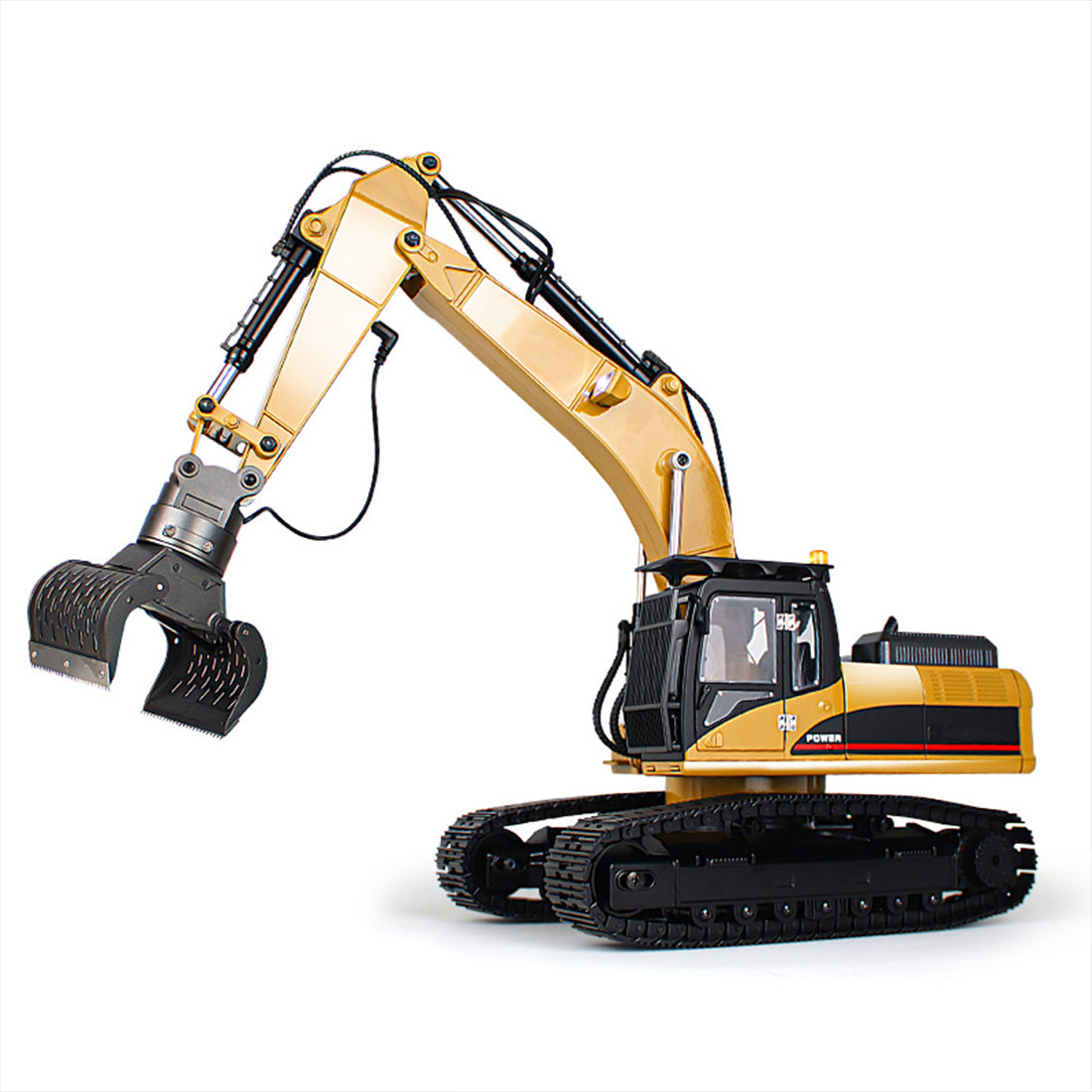 1/14スケール2.4G全金属5-in-1 RCエクスカベーター クラッシャー ロググラブ LEDライト プロ用ラジコン