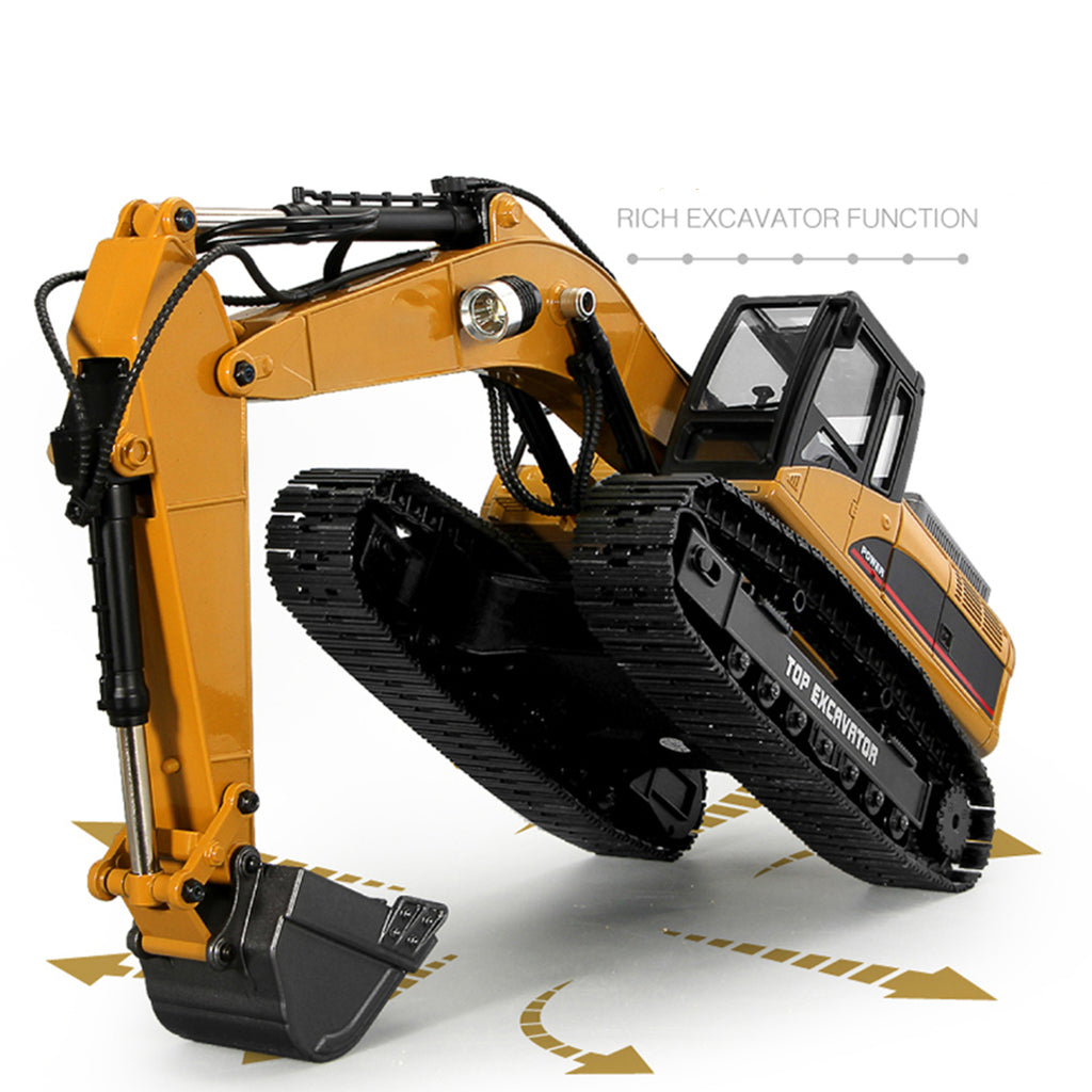 1/14スケール2.4G全金属5-in-1 RCエクスカベーター クラッシャー ロググラブ LEDライト プロ用ラジコン