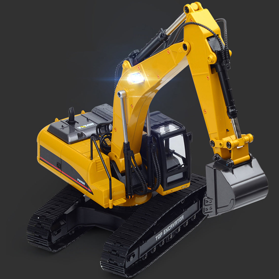 1/14スケール2.4G全金属5-in-1 RCエクスカベーター クラッシャー ロググラブ LEDライト プロ用ラジコン
