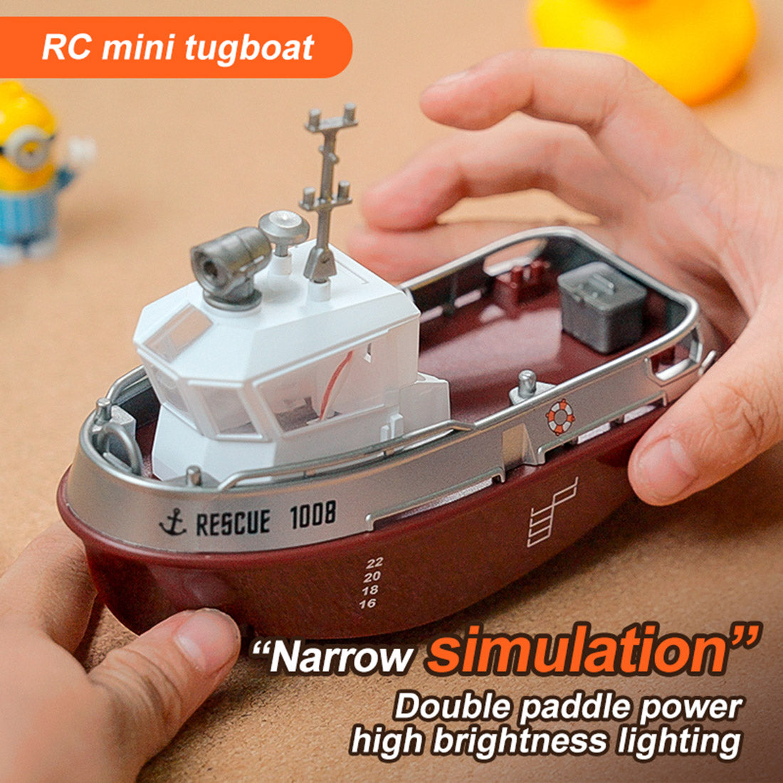 1/144 2.4GHz RC電動ヨット ライト付き RTRバージョン ブラウン 防水 ローバッテリーアラーム