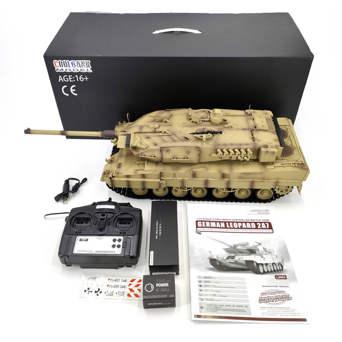 1/16 2.4G ドイツレオパルト2A7主力戦車 ライト&サウンド付き ベーシックバージョン スモーキング機能 BB弾発射