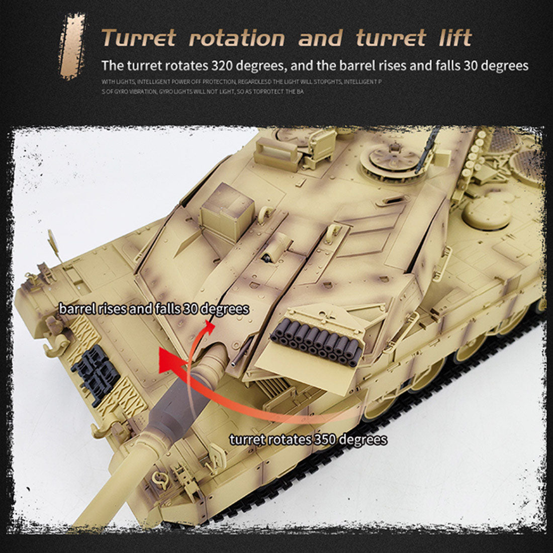 1/16 2.4G ドイツレオパルト2A7主力戦車 ライト&サウンド付き ベーシックバージョン スモーキング機能 BB弾発射