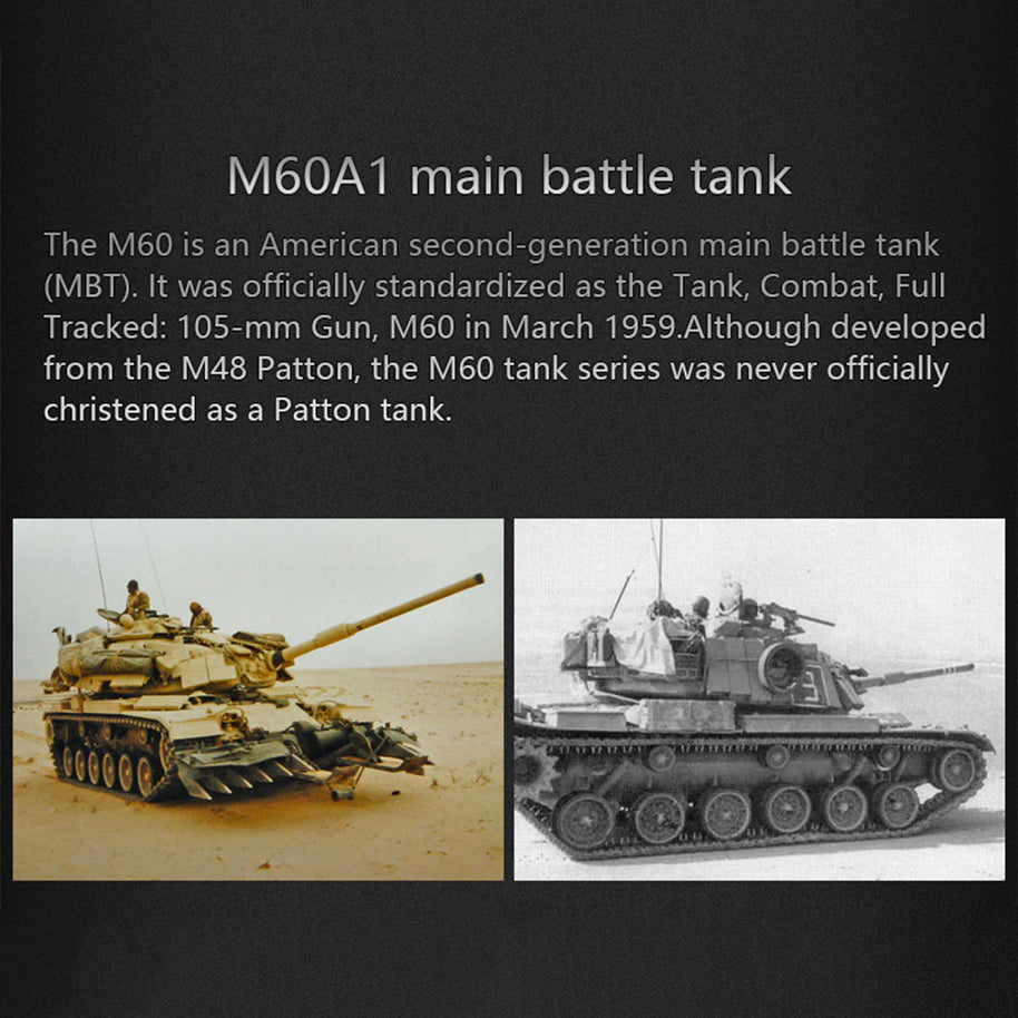 1/16 2.4G RCアメリカンM60A1主力戦車 ライト&サウンド付き ベーシックバージョン 赤外線 スモーキング機能
