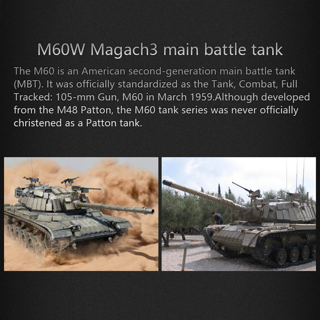 1/16 2.4G シミュレーション イスラエル M60W ERA マガッハ3戦車 軍用RCトイ