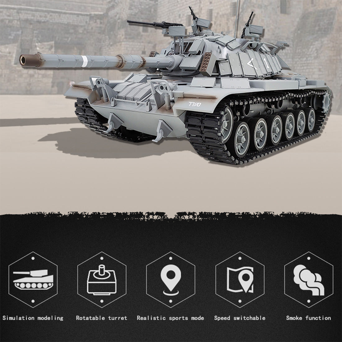 1/16 2.4G シミュレーション イスラエル M60W ERA マガッハ3戦車 軍用RCトイ