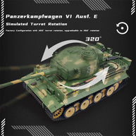1/16ドイツタイガーL重戦車 RC 2.4G全プロポーショナル 7.0基板 スモーク・音響・発射機能 原地旋回 RTR
