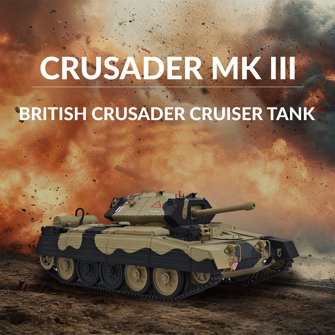 1/16スケール2.4G英国クルセイダーRC戦車 全プロポーショナル 2段階速度 反動シミュレーション