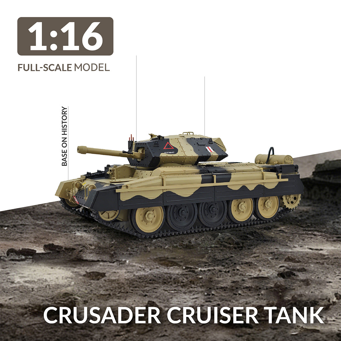 1/16スケール2.4G英国クルセイダーRC戦車 全プロポーショナル 2段階速度 反動シミュレーション