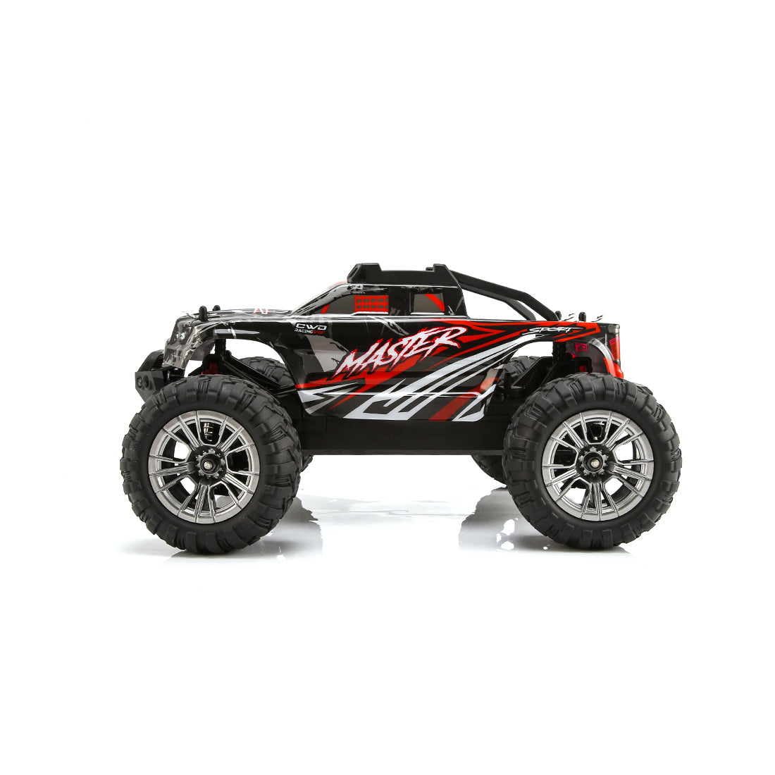 1/16スケール 4WD RC大型タイヤトラック 2.4GHzプロポーショナル制御 全地形防水 金属ダンパー RTRセット レッド