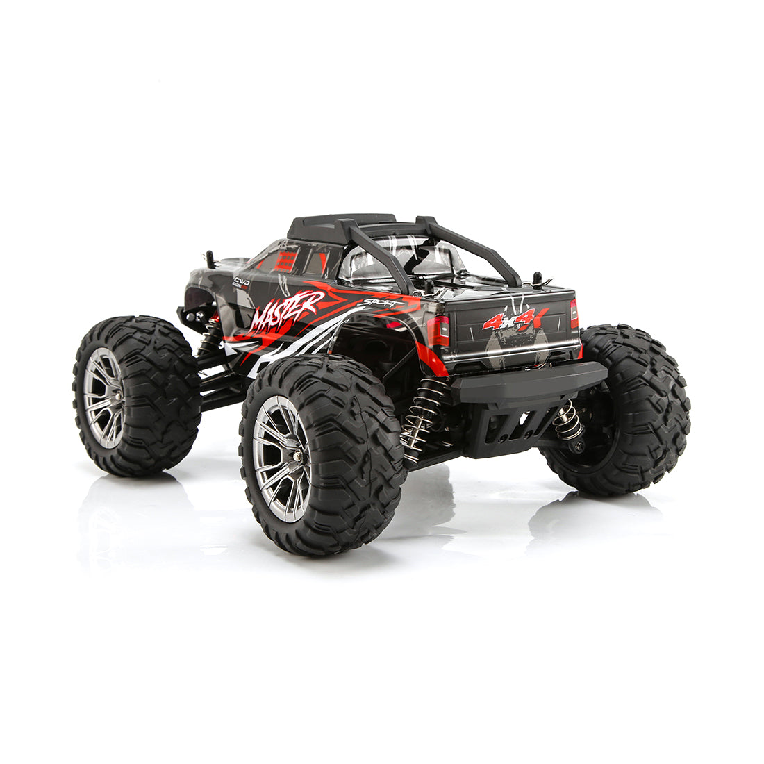 1/16スケール 4WD RC大型タイヤトラック 2.4GHzプロポーショナル制御 全地形防水 金属ダンパー RTRセット レッド
