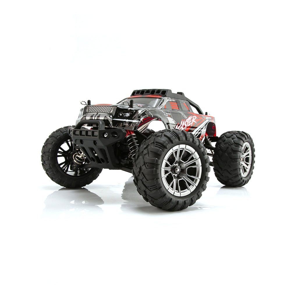 1/16スケール 4WD RC大型タイヤトラック 2.4GHzプロポーショナル制御 全地形防水 金属ダンパー RTRセット レッド
