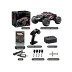 1/16スケール 4WD RC大型タイヤトラック 2.4GHzプロポーショナル制御 全地形防水 金属ダンパー RTRセット レッド｜技適シール