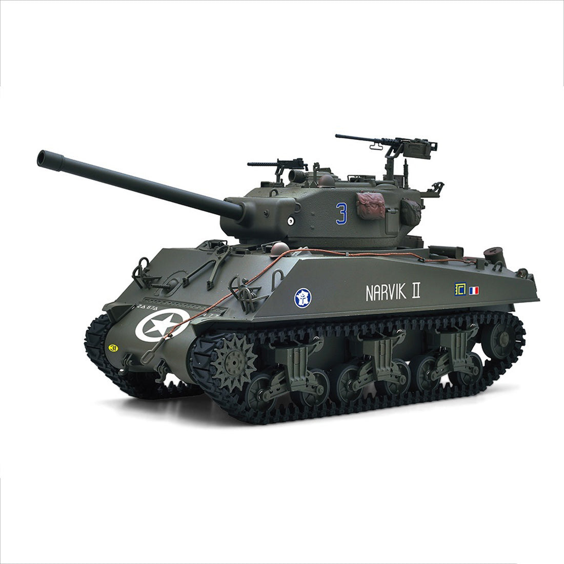 1/16スケールM4A3シャーマンVVSS初期型RC戦車 360°回転タレット 赤外線バトル オリーブグリーン