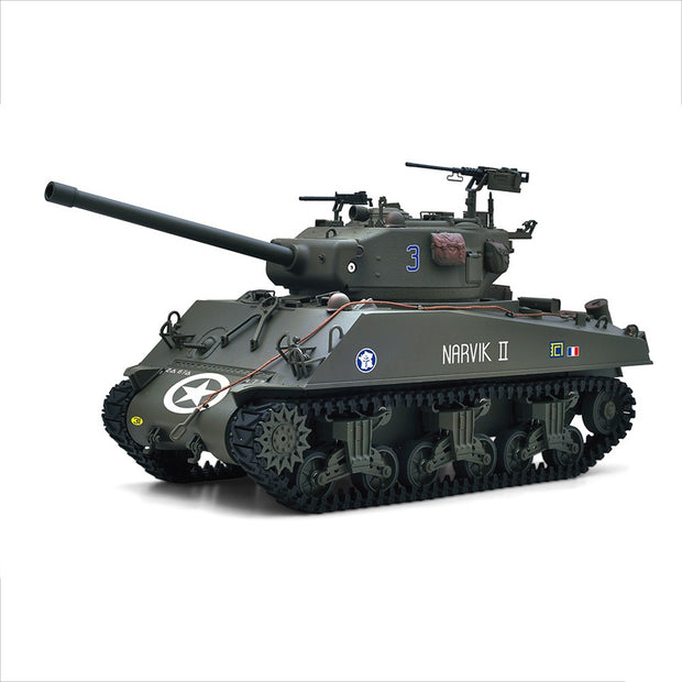 1/16スケールM4A3シャーマンVVSS初期型RC戦車 360°回転タレット 赤外線バトル オリーブグリーン