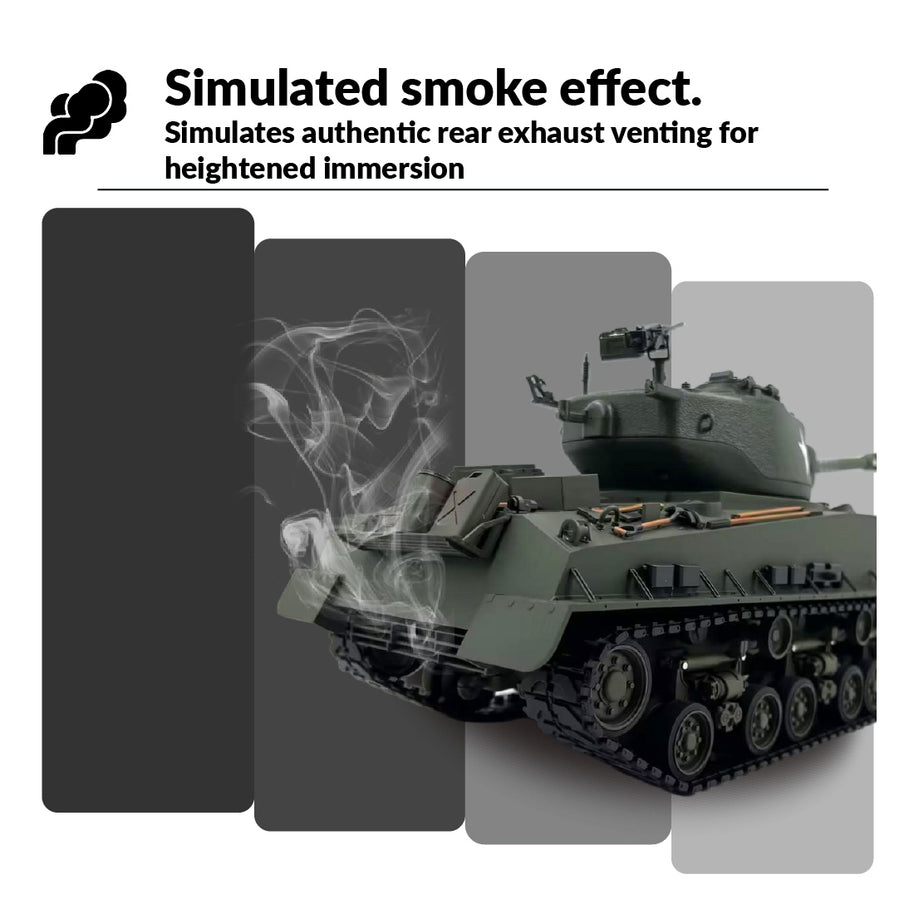 1/16スケールM4A3E8シャーマンRC戦車 金属強化版 360°回転タレット 赤外線バトル オリーブグリーン