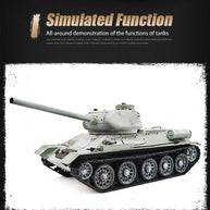 1/16 ソ連T-34/85 RC中戦車 2.4G全プロポーショナル 金属パーツ強化 スモーク音響 赤外線バトル BB発射 RTRプロ版