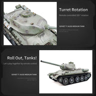1/16 ソ連T-34/85 RC中戦車 2.4G全プロポーショナル 金属パーツ強化 スモーク音響 赤外線バトル BB発射 RTRプロ版