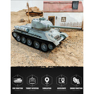 1/16 ソ連T-34/85 RC中戦車 2.4G全プロポーショナル 金属パーツ強化 スモーク音響 赤外線バトル BB発射 RTRプロ版