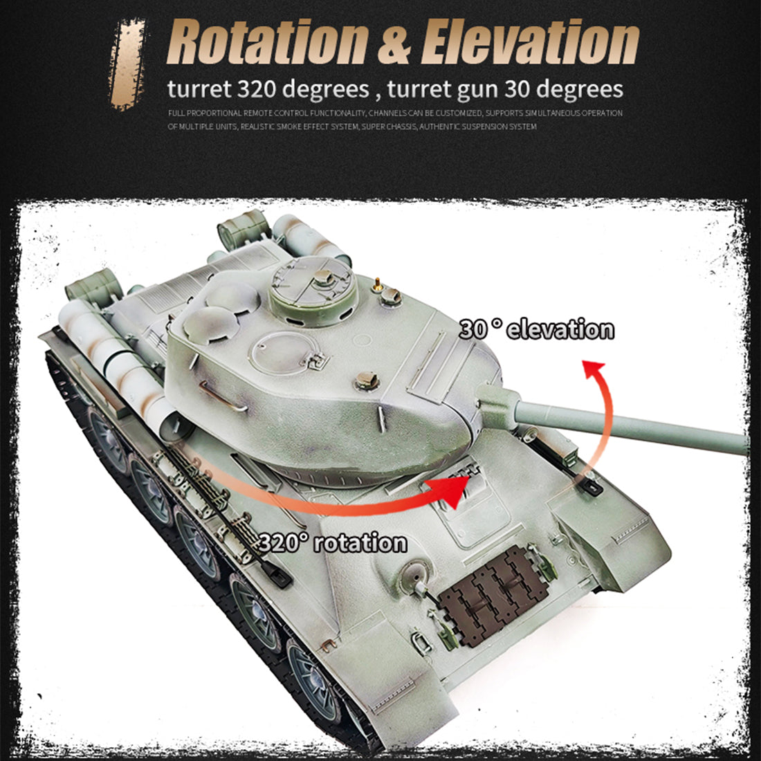 1/16 ソ連T-34/85 RC中戦車 2.4G全プロポーショナル 金属パーツ強化 スモーク音響 赤外線バトル BB発射 RTRアップグレード版 | RTRHOBBYJP