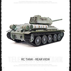 1/16 ソ連T-34/85 RC中戦車 2.4G全プロポーショナル 金属パーツ強化 スモーク音響 赤外線バトル BB発射 RTRアップグレード版