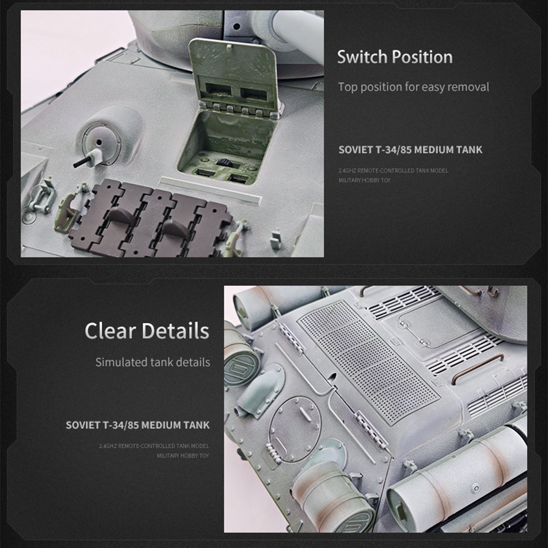 1/16 ソ連T-34/85 RC中戦車 2.4G全プロポーショナル 金属パーツ強化 スモーク音響 赤外線バトル BB発射 RTRアップグレード版 | RTRHOBBYJP