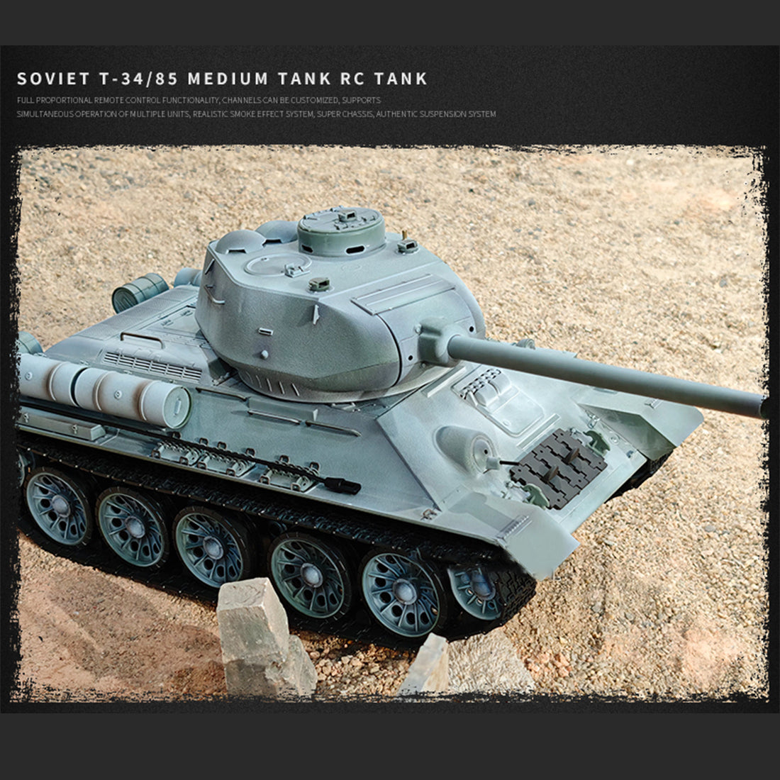 1/16 ソ連T-34/85 RC中戦車 2.4G全プロポーショナル 金属パーツ強化 スモーク音響 赤外線バトル BB発射 RTRアップグレード版