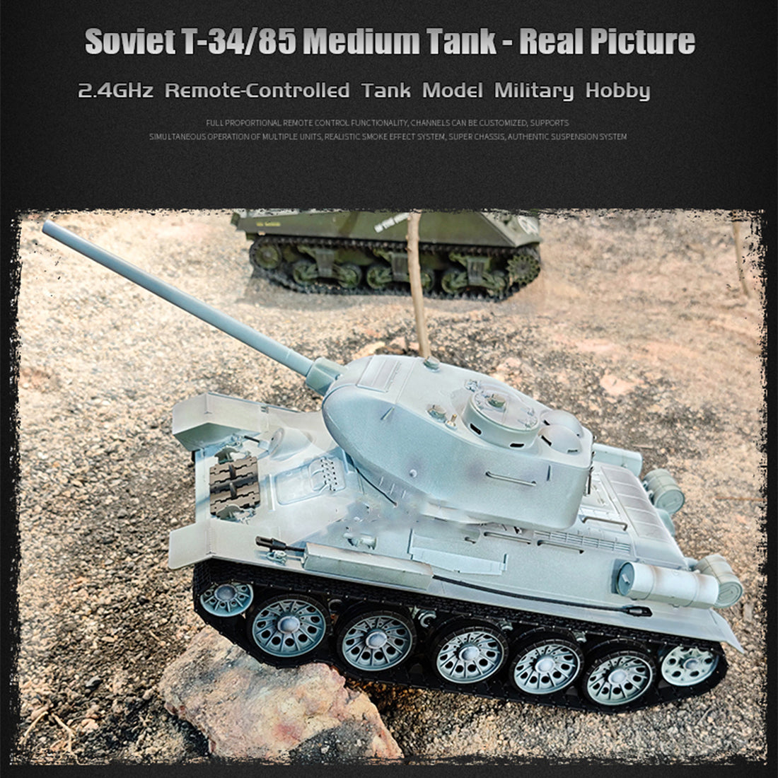 1/16 ソ連T-34/85 RC中戦車 2.4G全プロポーショナル 金属パーツ強化 スモーク音響 赤外線バトル BB発射 RTRアップグレード版 | RTRHOBBYJP