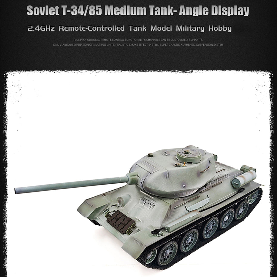 1/16 ソ連T-34/85 RC中戦車 2.4G全プロポーショナル 金属パーツ強化 スモーク音響 赤外線バトル BB発射 RTRアップグレード版 | RTRHOBBYJP