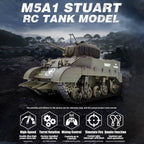1/16 米軍M5A1スチュアート軽戦車 RC 2.4G 影仕上げ 排気スモーク 2段階速度 バッテリー2本付き