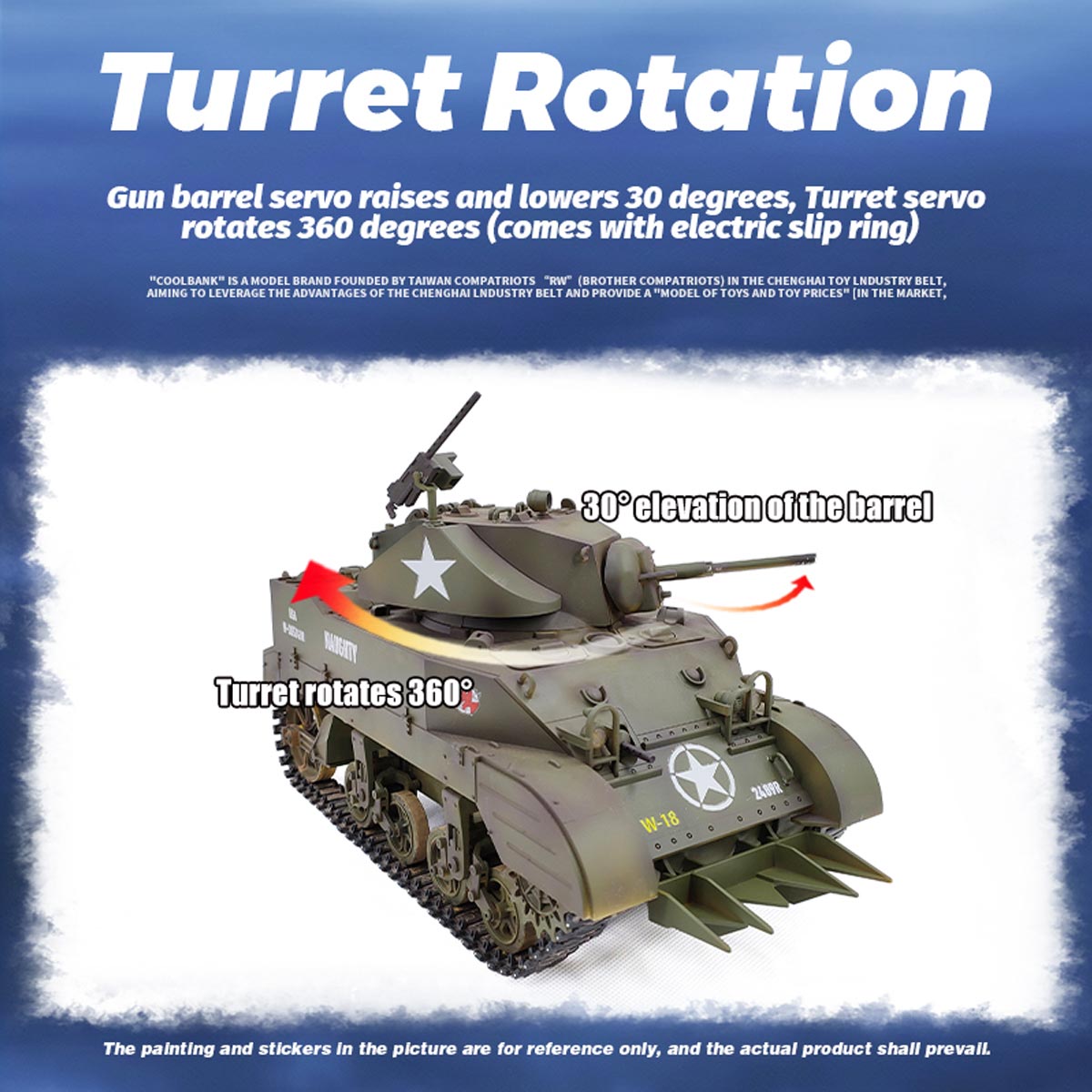 1/16 米軍M5A1スチュアート軽戦車 RC 2.4G 影仕上げ 排気スモーク 2段階速度 バッテリー2本付き