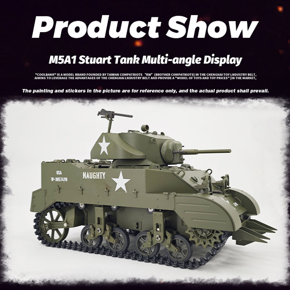 RTRHOBBYJP 1/16 米軍M5A1スチュアート軽戦車 RC 2.4G 排気スモーク 2