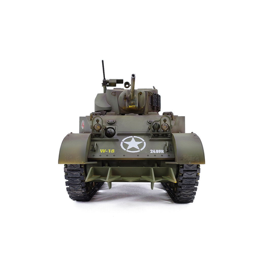 1/16 米軍M5A1スチュアート軽戦車 RC 2.4G 影仕上げ 排気スモーク 2段階速度 バッテリー2本付き