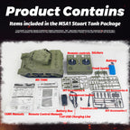 1/16 米軍M5A1スチュアート軽戦車 RC 2.4G 影仕上げ 排気スモーク 2段階速度 バッテリー2本付き