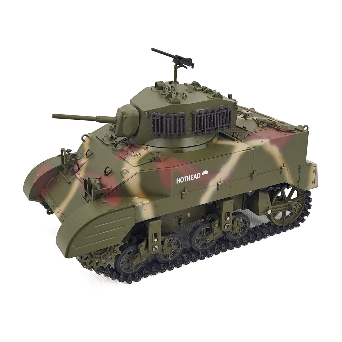 1/16 米軍M5A1スチュアート軽戦車 RC 2.4G 影仕上げ 排気スモーク 2段階速度 バッテリー2本付き