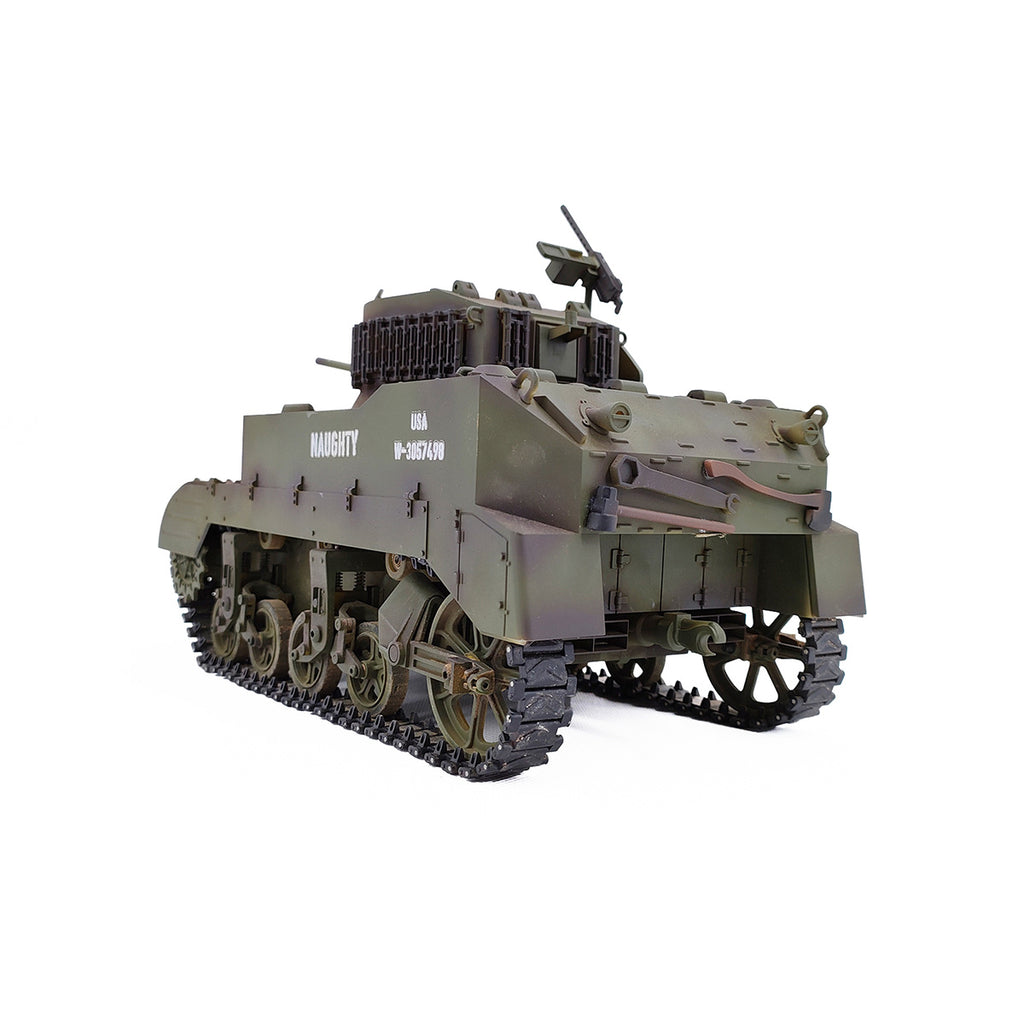 1/16 米軍M5A1スチュアート軽戦車 RC 2.4G 影仕上げ 排気スモーク 2段階速度 バッテリー2本付き