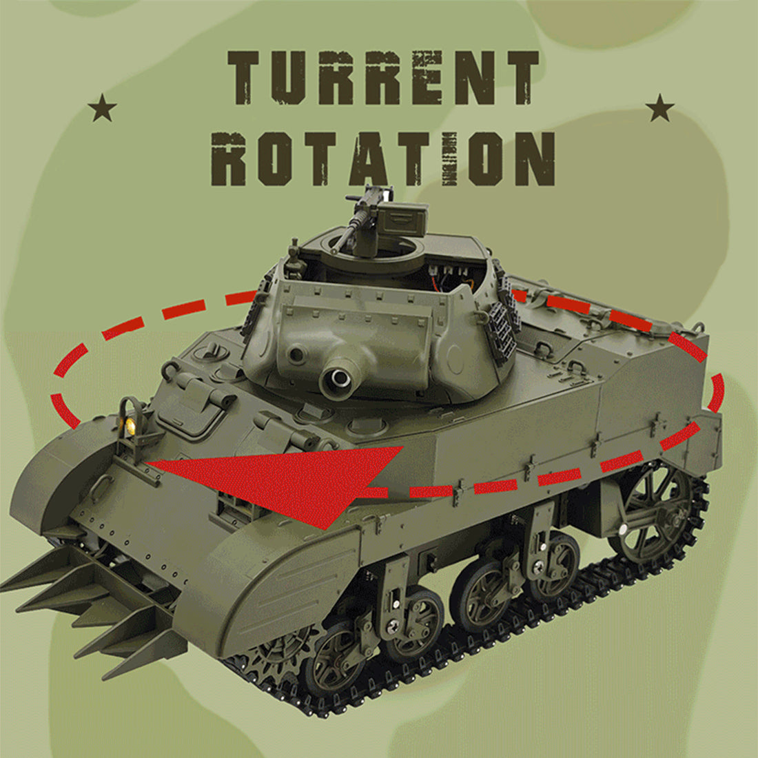 1/16 米軍M8自走榴弾砲 RC戦車 2.4G 伸縮砲身 スモーク効果 2段階速度 RTR迷彩イエロー