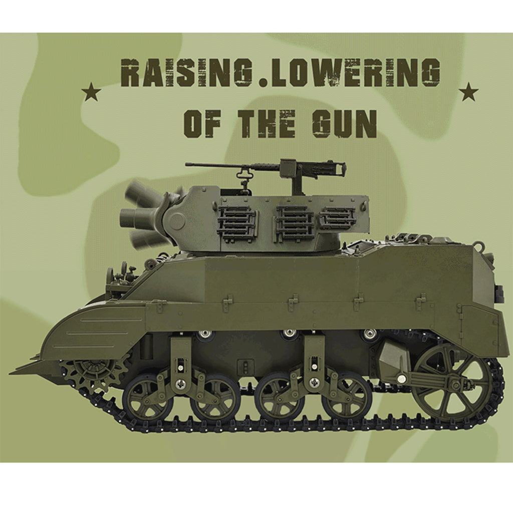 1/16 米軍M8自走榴弾砲 RC戦車 2.4G 伸縮砲身 スモーク効果 2段階速度 RTR迷彩イエロー