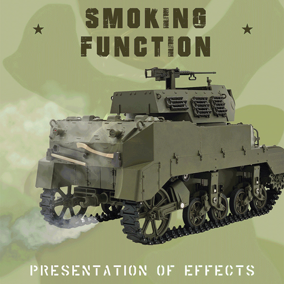 1/16 米軍M8自走榴弾砲 RC戦車 2.4G 伸縮砲身 スモーク効果 2段階速度 RTR迷彩イエロー