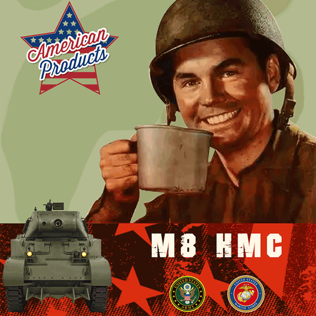 1/16 米軍M8自走榴弾砲 RC戦車 2.4G 伸縮砲身 スモーク効果 2段階速度 RTR迷彩イエロー