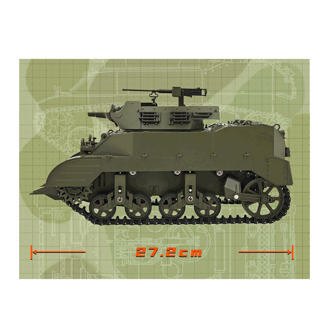 1/16 米軍M8自走榴弾砲 RC戦車 2.4G 伸縮砲身 スモーク効果 2段階速度 RTR迷彩イエロー
