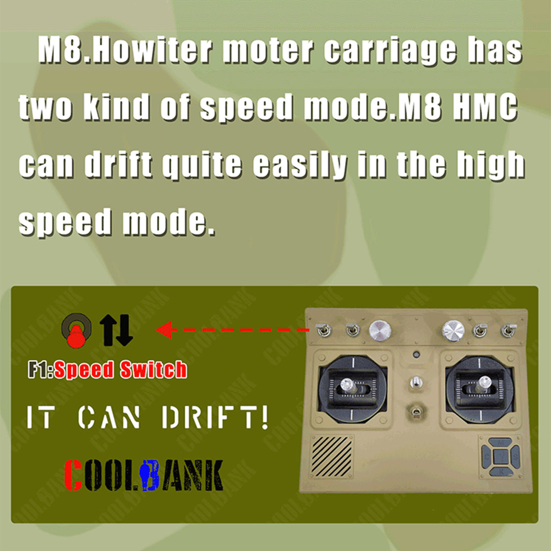 1/16 米軍M8自走榴弾砲 RC戦車 2.4G 伸縮砲身 スモーク効果 2段階速度 RTR迷彩イエロー