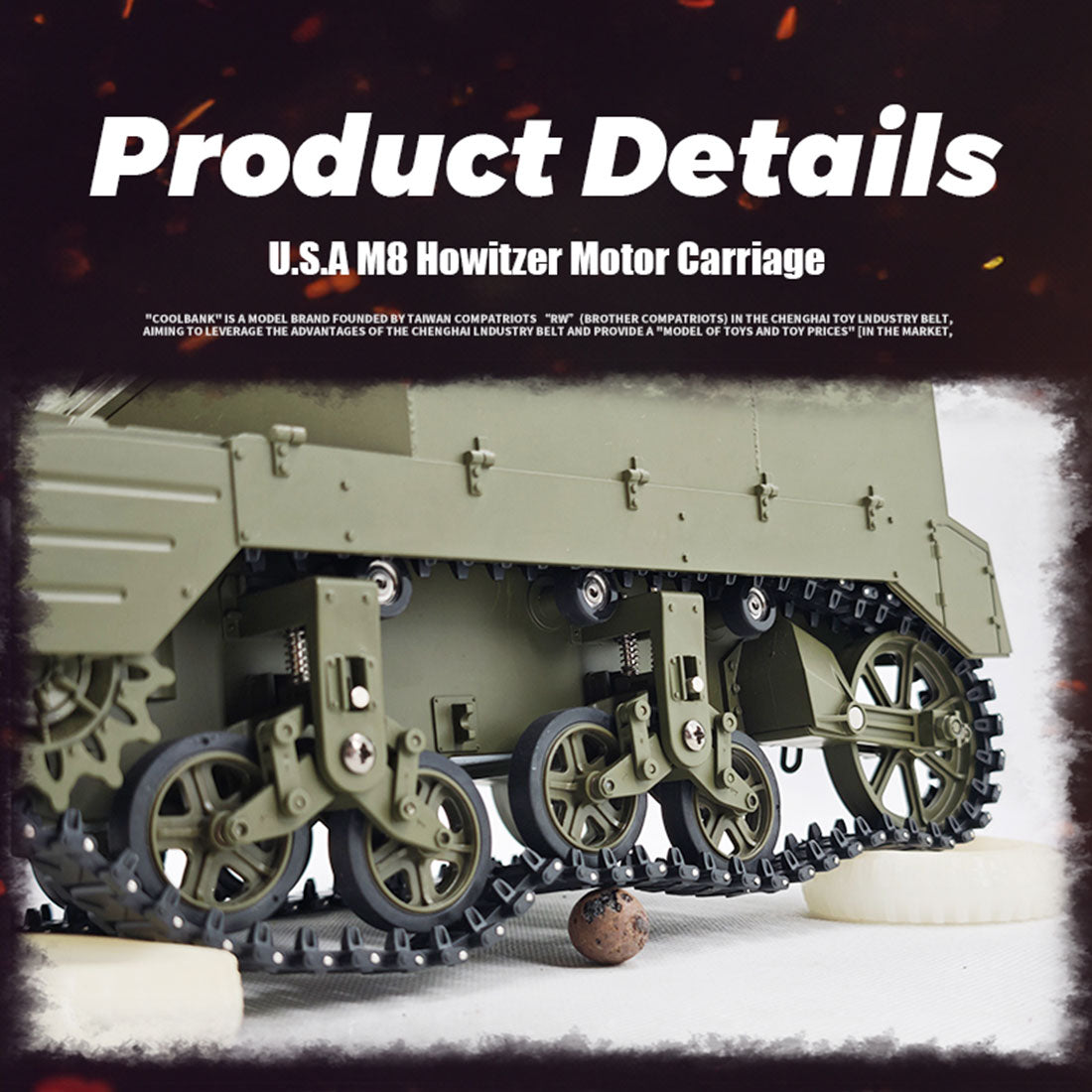 1/16 米軍M8自走榴弾砲 RC戦車 2.4G 伸縮砲身 スモーク効果 2段階速度 RTR